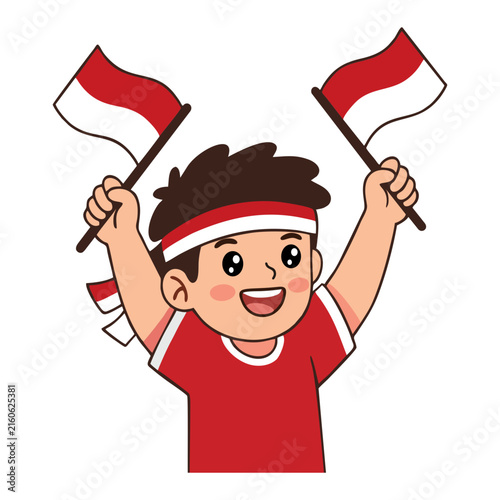 Kid Holding Flag Illustration