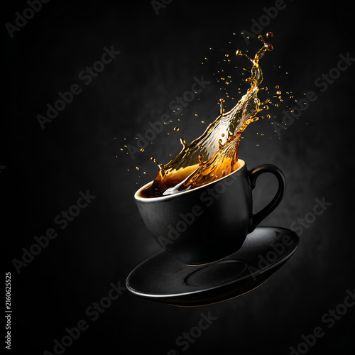 Black Coffee Splash in Cup