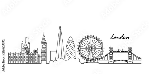 Bild auf Leinwand London city skyline line art illustration with landmarks