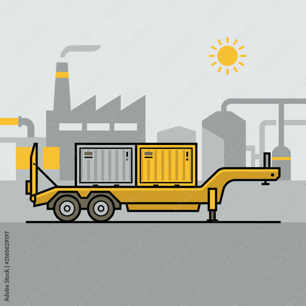 Naklejka premium Industrial Logistics And Shipping Container Transport Illustration