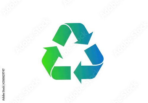 Green and blue recycle symbol icon for sustainable living and eco friendly design isolated on white background