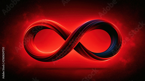 Glowing Red Infinity Symbol Created with Generative AI Technology AI Generative