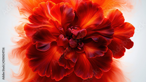 Abstract Red Flower with Flowing Petals Created with Generative AI Technology AI Generative