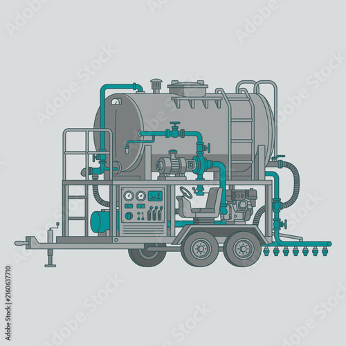 Industrial Agricultural Liquid Spraying Trailer Equipment Illustration