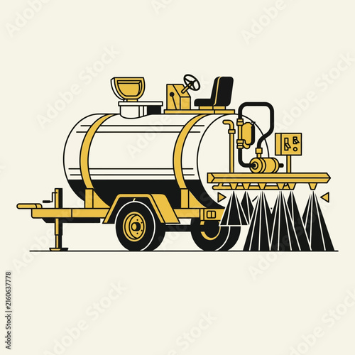 Industrial Agricultural Sprayer Machine Applying Treatment On Field