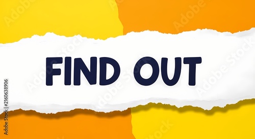 Information request message find out appearing through jagged ripped paper layers on colorful studio background for content marketing