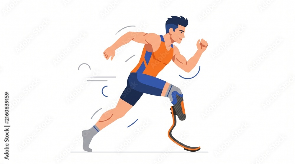 Fototapeta premium Paralympic Athlete with Prosthetic Leg Running