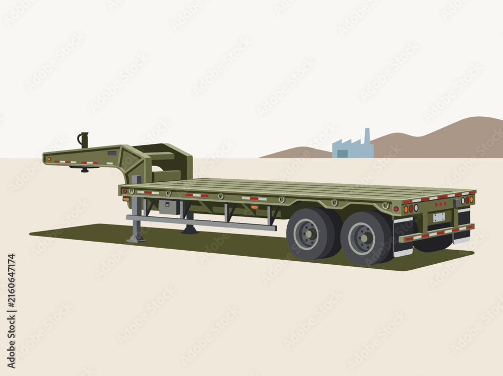 Obraz premium Heavy Duty Flatbed Trailer Ready For Transport