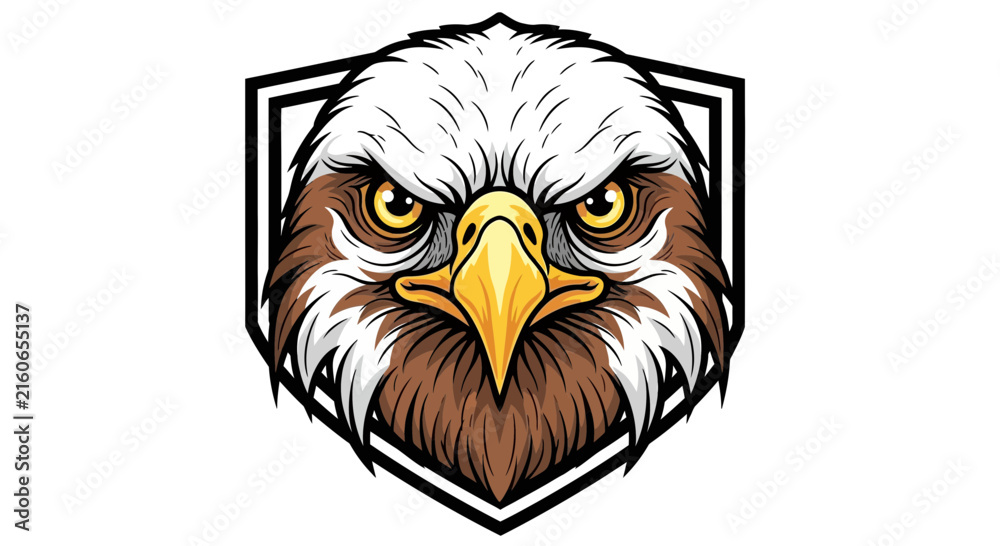 Fototapeta premium angry eagle head in shield