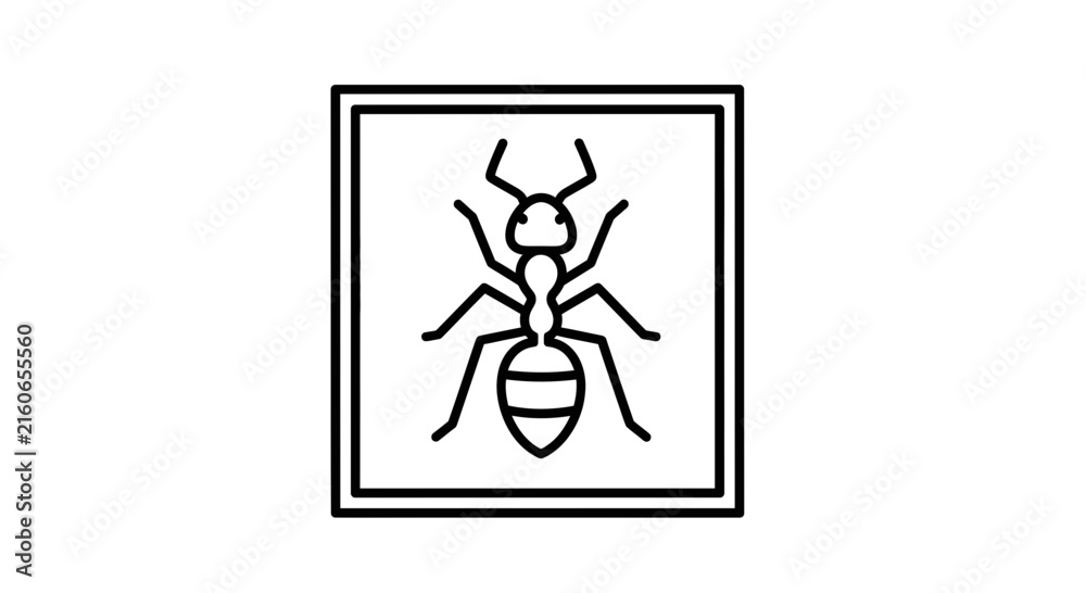Fototapeta premium ant icon, insect symbol, black line art