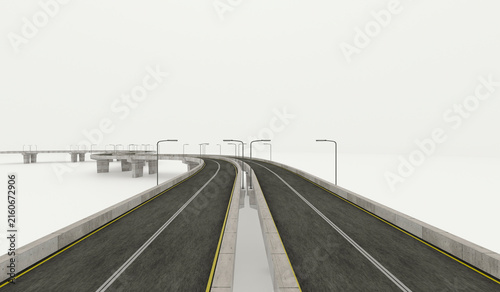Tapety artystyczne Long elevated expressway 3D model on white background
