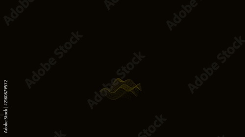 Rotating Yellow Wireframe Terrain Mesh on Black – Abstract 3D Topography & Data Wave Background Loop