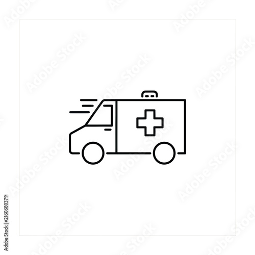 Simple line of delivery truck with plus symbol medical delivery