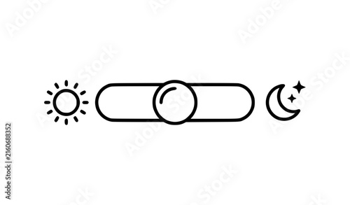 Day to Night Sun Moon Theme Slider Outline Vector UI Icon