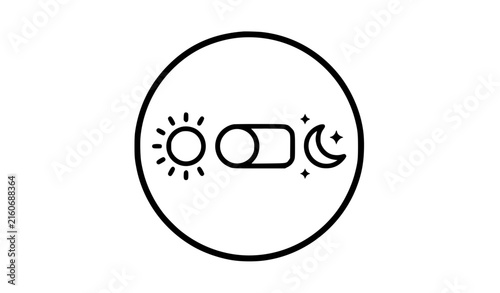 Light and Dark Mode Sun Moon Toggle Line Vector UI Icon