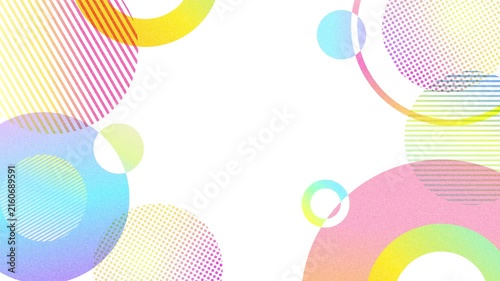【4K Loop】Geometric Noise Gradient Circle Animation Background for Titles with White Copy Space (Multicolor)
