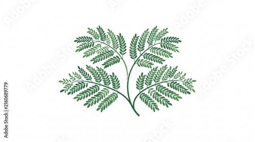 Fotografía Modern flat vector design of a lush green Trembesi leaf sprig, commercial graphi