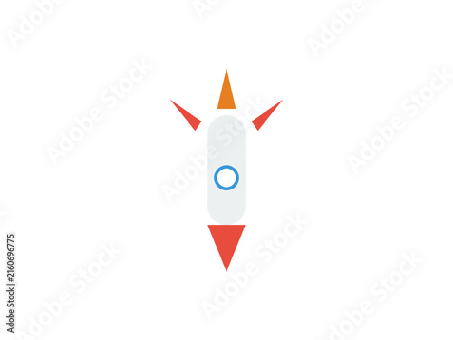 Minimalist rocket icon design featuring simple geometric shapes and colors