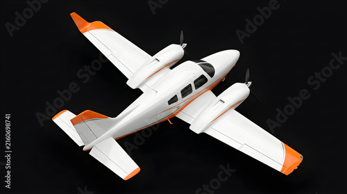 Small private light aircraft viewed from above for aviation branding