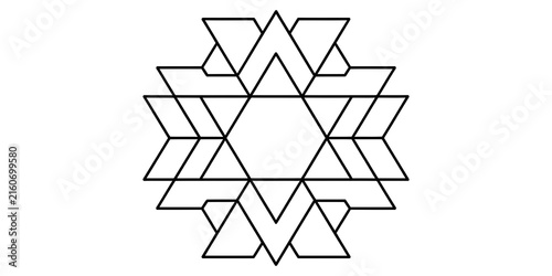 Black and white geometric star icon with symmetric triangle lines