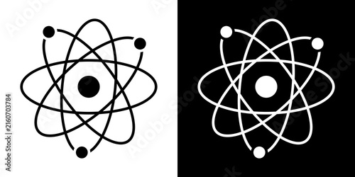 Foto Science Atom Structure Vector Icon Set in Black and White Flat Style for Physics