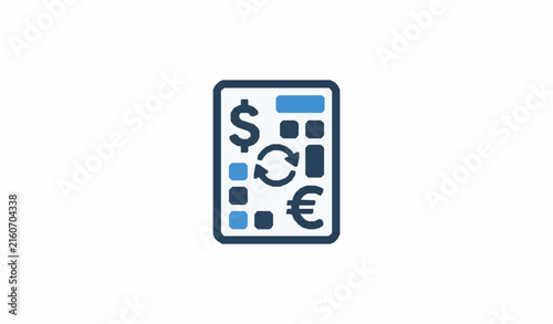 Dollar Euro Currency Conversion Calculator Flat Vector Icon