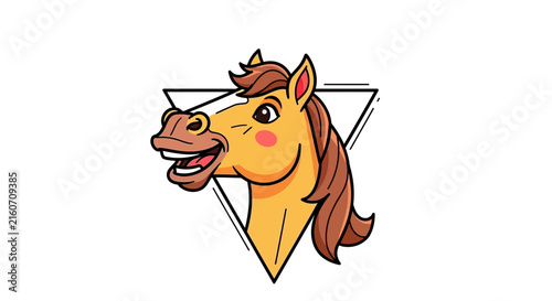 cheerful horse head, smiling cartoon horse