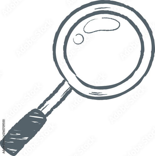Magnifying Glass with Round Lens in Simple Sketch Style