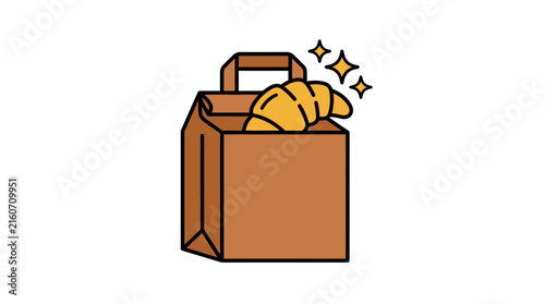 Bakery paper bag with fresh croissant.