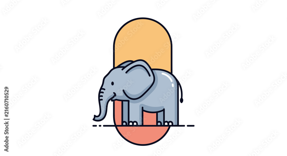 Fototapeta premium cartoon elephant standing on orange circle