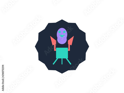 Obraz na plátne A minimalist flat illustration of an abstract creature centered inside a dark bl