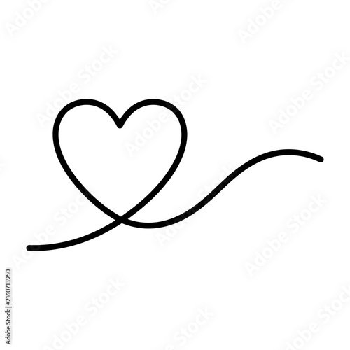 Quadro su tela Minimalist continuous line heart symbol isolated on white background, simple ele