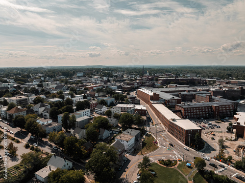 Fotografie Aerial Drone view of Biddeford, Maine during mid-day with a