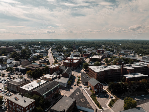 Canvas Print Aerial Drone view of Biddeford, Maine during mid-day with a