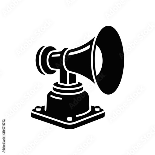 Vintage horn speaker represents vehicle sound alert and retro design.