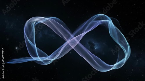 Abstract glowing light trails forming an infinity symbol in space