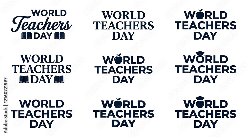 Obraz premium Collection of World Teacher's Day typography and logo designs.