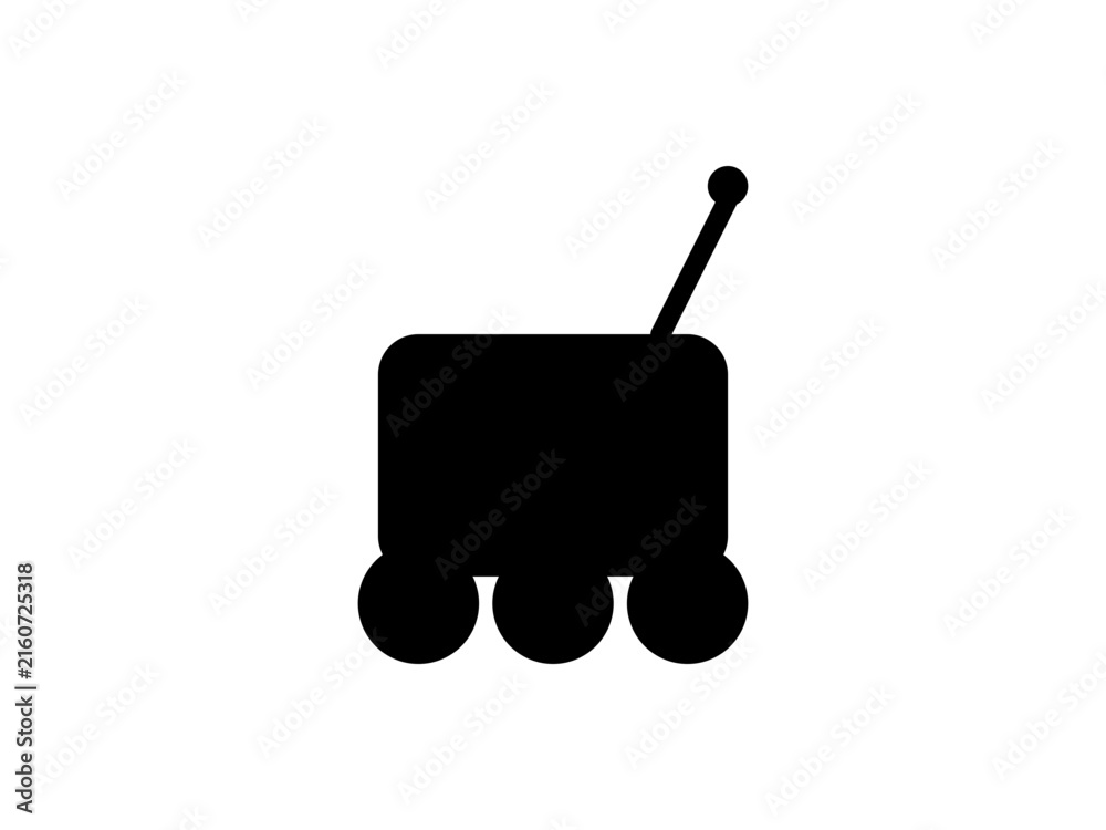 Fototapeta premium Minimalist black icon of a four wheeled delivery robot with an antenna