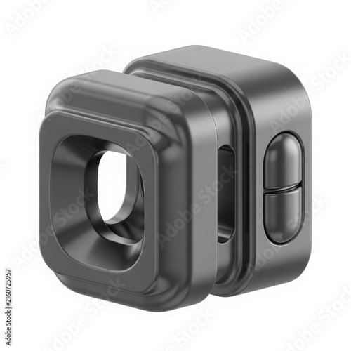 Modern camera lens adapter close-up isolated on white background