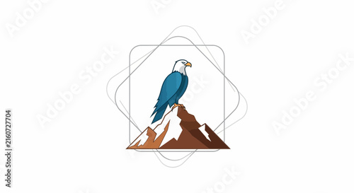 blue eagle standing on mountain peak