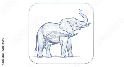 blue elephant illustration, animal drawing