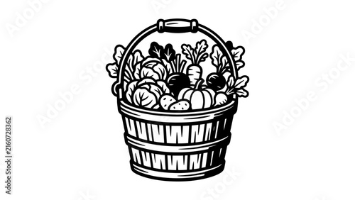 Harvest Vegetable Basket Vector Illustration