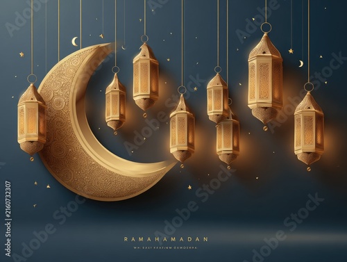Ramadan lanterns hanging crescent moon 1.
