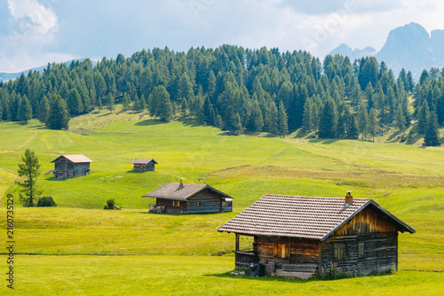 Canvas Print beautiful traditional lodge of Dolomiti mountain range of Italy