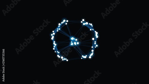 Abstract Blue Digital Network Plexus Grid Connecting Nodes on Black Background for Technology Data Communication Concept