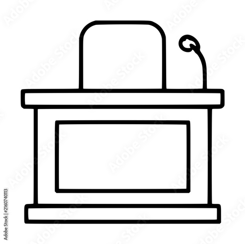 Fotografie Hand-drawn black outline vector icon illustration of a classic wooden courtroom