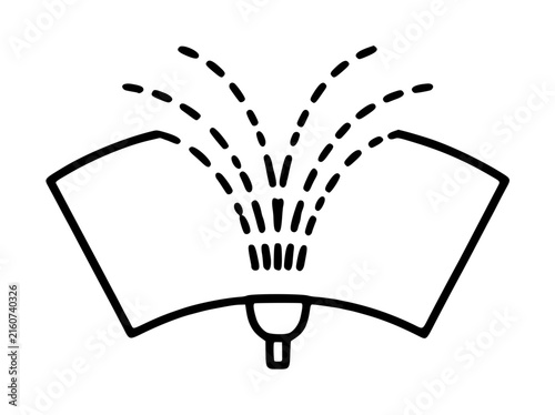 Photography Hand-traced black vector icon of a windshield washer nozzle spraying dashed wate