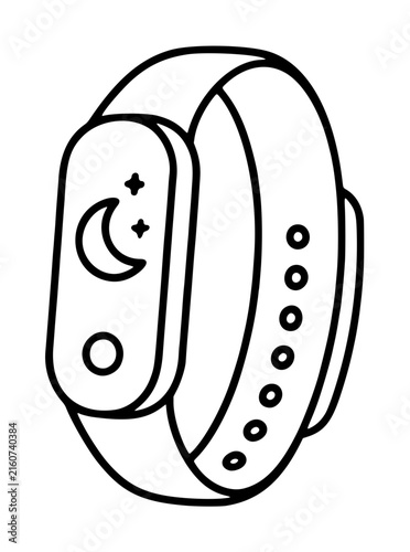 Canvas Print Hand-drawn vector icon of a sleek smartwatch displaying a crescent moon and star