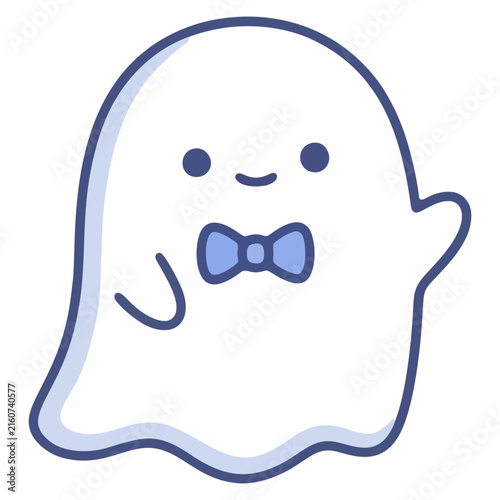 Ghost Wearing Blue Bow Tie Kawaii Halloween