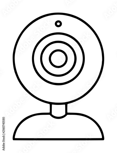 Quadro su tela Hand-drawn black outline vector icon illustration of a webcam device featuring a